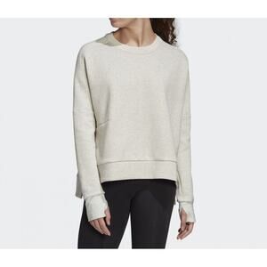 adidas Versatile Cropped Pullover Crewneck Grey Sweatshirt FL4204 Women's Small